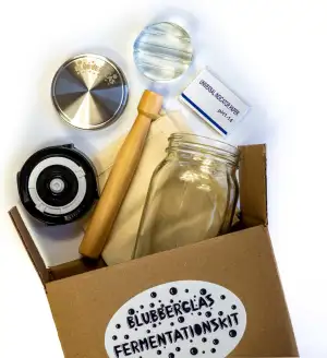 Fermentationskit-Glas(1L)-Gärset für Sauerkraut, Kimchi & Kombucha-Fermentatiergläser mit Gärspund & Glasgewicht- inkl. Stampfer & Rezept-Guide - Starterset für Anfänger