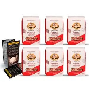 DELICRET - 6x1kg Caputo Pizzeria + Original Pizzarezept und Tipps | Gehzeiten bis 24h | Pizzamehl Typ 00 | Pizza Mehl