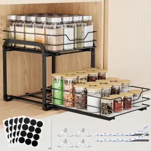 2 Etagen Gewürzregal Ausziehbar, Höhenverstellbar Küchenschrank Organizer, Gewür