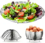 Dampfgarer Einsatz Edelstahl 304, Dämpfeinsatz für Topf, Dünsteinsatz für töpf, Siebeinsatz für Töpfe für Töpfe, Kochtöpfe, Schnellkochtopf Dünsten von Gemüse Früchte (22.5cm 2Pcs) (22.5 cm)