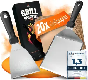 flammtal [Das Original] - Smash Burger Set mit 20x Burgerpapier - Grillspachtel 