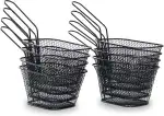 Tola Mini Edelstahl Frittierkörbe, Pommeskörbe | 2, 4, 8 STK. | Top-Qualitäts Pommesgitter, Ideal zum Servieren, Aufbewahren, Präsentieren von Speisen | Farbe Schwarz