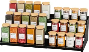 BOIVSHI Breite Ausziehbar Gewürzregal Stehend, Schwarz Küchenregal für Schrank O