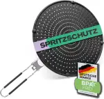 NetroxHome - Spritzschutz Pfannen faltbar aus Silikon - hitzebeständig, lebensmittelfreundlich, spülmaschinenfest - für Pfanne bis 30cm - Spritzschutzsieb, Spritzschutzdeckel zum Braten, Splash Guard