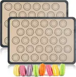 2 Stück Macarons Backmatte, Silikon Backmatte, 42 x 29.5 cm Backunterlage, Rutschfeste Backunterlagen für Macarons, Wiederverwendbar Backunterlage, für Makronen, Kuchen, Brot, Baking Mat