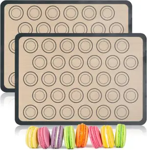 2 Stück Macarons Backmatte, Silikon Backmatte, 42 x 29.5 cm Backunterlage, Rutsc