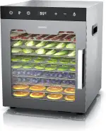 Arendo - Dörrautomat Edelstahl mit 10 Edelstahlgitter - 800 W - 35°-85°C - 10 Edelstahl Einlegetabletts mit insgesamt 8400 cm² - Dörrgerät Dehydrator Obsttrockner Dörrapparat - Obst Fleisch Pilze uvm