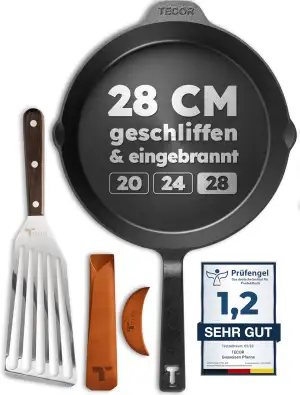 TECOR Gusseisenpfanne Induktion 28 cm geschliffen, universell, natürlich - Langl
