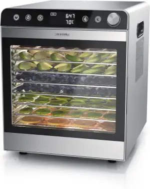 Arendo - Dörrautomat Edelstahl mit 10 Edelstahlgitter - 8400 cm² - Dörrgerät Deh