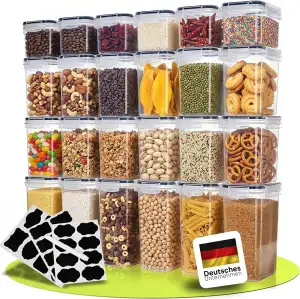 uandu Vorratsdosen mit Deckel luftdicht – 24er Vorratsbehälter Set BPA Frei, Aufbewahrungsbox Küc...