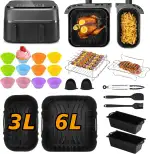 28 Stück Zubehör für Philips Dual Basket 3000 Heißluftfritteuse NA350/00 NA550/00, Heißluftfritteusen Silikonform Accessories Set für Philips 5000 Series 3L/6L, Tefal Dual Easy 5,2L/3,1L