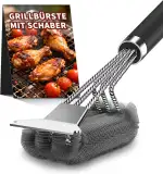 3-in-1 Edelstahl Grillbürste – 42 cm Reintec Grillrost Reiniger mit Schaber und Bürste, Robustes Reinigungsset für Gasgrill, Holzkohlegrill (Grillzubehör)