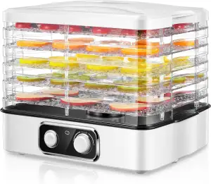 FOHERE Dörrautomat, Dörrautomaten(35-70°C) Temperatur Einstellbar, Dörrgerät für Lebensmittel Fle...