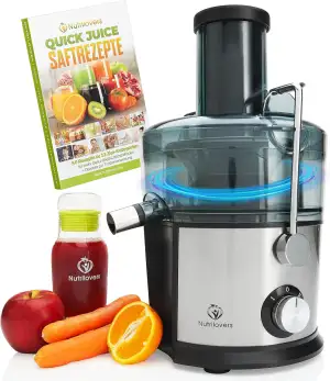 Nutrilovers *Testsieger* QUICK-JUICER Entsafter Edelstahl Obst und Gemüse I XXL-