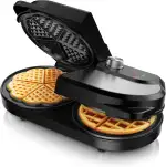 Arendo - Waffeleisen doppelt - Belgische Waffel/Herzform - zwei verschiedene Designs - 2 Zonen - Temperaturregler - Antihaftbeschichtung – 1400 W - Edelstahl - silber/schwarz - BPA frei