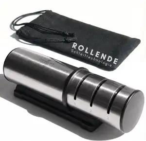 ZWIEGER Diamant Messerschärfer Profi mit Rollschleifer-Technologie – Messerschleifer mit 3 Stufen: 2 Diamant-Rollen & 1 Keramik-Rolle – Moderne Rollschleifer-Lösung – Rutschfester Boden