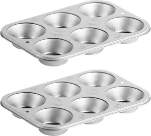 DecorRack 6er Muffinform Antihaftbeschichtet (26 x 17 cm) – Robustes Muffinblech & Cupcake Backform – Kleines Backblech aus Metall für Quiche & Brownies – Hitzebeständiges Ofenblech (2 Stück)
