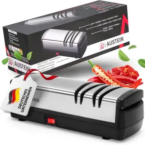 AUSTEIN® Diamant Messerschärfer elektrisch X5 - Der 3 Phasen Messerschleifer und Scherenschleifer mit magnetischem Spänekollektor