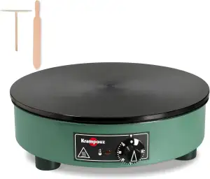 KRAMPOUZ Crepes Maker elektrisch - Crepeseisen aus bearbeitetem Gusseisen Durchm