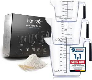 Panteer® Messbecher Set – 3 Stück (1L, 500ml, 250ml) – BPA-frei, Hitzebeständig 