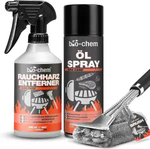 bio-chem Rauchharz-Entferner 500 ml inklusive Grillbürste und Anti-Haft Spray 20