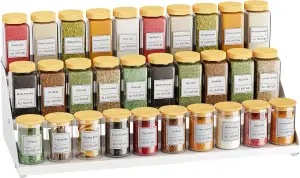 Gewürzregal mit 3 Ebenen, Küchenregal-Organizer, Gewürze Organizer, Erweiterbar 