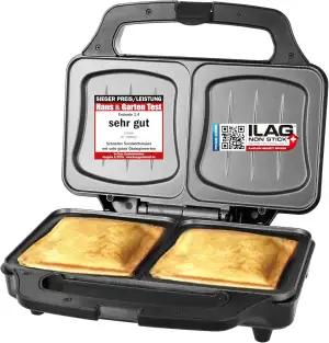 Emerio XXL Sandwichtoaster für alle Toastgrößen geeignet, BPA frei, große Muschelform, leicht zu reinigen, Käse läuft nicht aus, PREIS-/LEISTUNGSSIEGER Haus & Garten Test 03/2019, 900 Watt