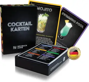Cocktail Karten - 50 Rezepte im Set inkl. Erklärung und Videos - Bar Zubehör - Party Deko - Gesch...