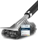 Grillbürste, TNTOR Grill Reinigungsbürste mit Extra Langer Edelstahl Borsten, Edelstahl Spatel und PP Wärmedämmung Griff, für Gasgrill, Holzkohlegrill, Kugelgrill, Elektrogrill und Grillrost.