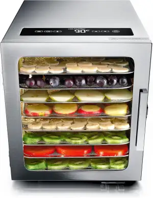 Arendo - Edelstahl Dörrautomat 8 fach - 500 Watt mit Temperaturregler - Dörrgerät für Lebensmitte...