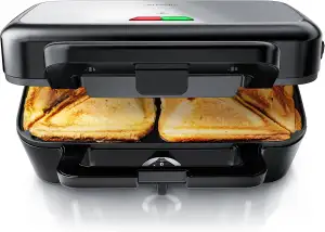 Arendo - Sandwichmaker 1200 W mit Antihaftbeschichtung - mit abnehmbaren Platten