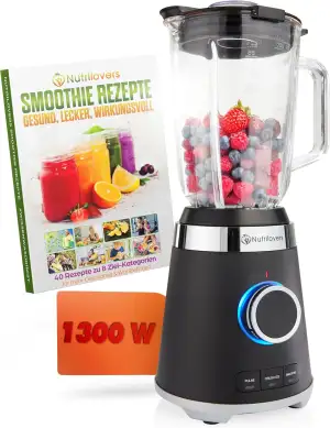 Nutrilovers Standmixer Glas NUTRI-BLENDER GLAS Edelstahl Standmixer mit Glasbehä