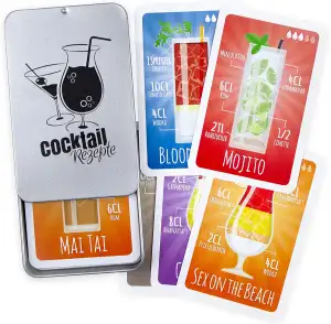 Chroma Products Cocktail Rezepte auf Karten: 30 Cocktailrezepte und Erklärungen im Set mit Metall...