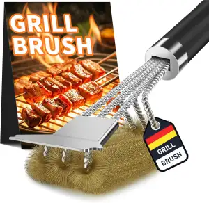 TNTOR Grillbürste Messing, Grill Messingbürste mit Messing Borsten, Edelstahl Gr