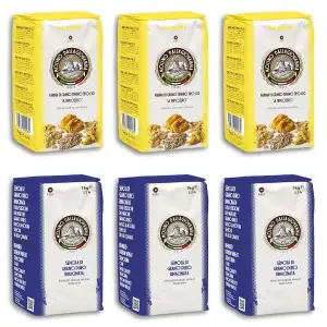 DELICRET - Pastamehl Set | 3x 1kg Pasta Mehl Typ 00 + 3x 1kg Semola Rimacinata von der Mühle Molino Dallagiovanna | Nudelgriess hartweizengrieß nudelmehl