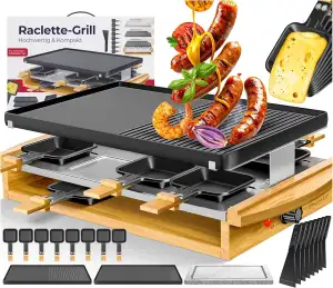 KESSER® Raclette-Grill mit Naturgrillstein, Grillplatte Tischgrill für 8 Persone