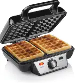 Tristar WF-2195 Waffeleisen – Zwei Waffeln gleichzeitig – Edelstahlgehäuse, Antihaftbeschichtung, 1000 W, einstellbarer Thermostat für perfekte Bräunung, Kontrollleuchten, einfache Reinigung