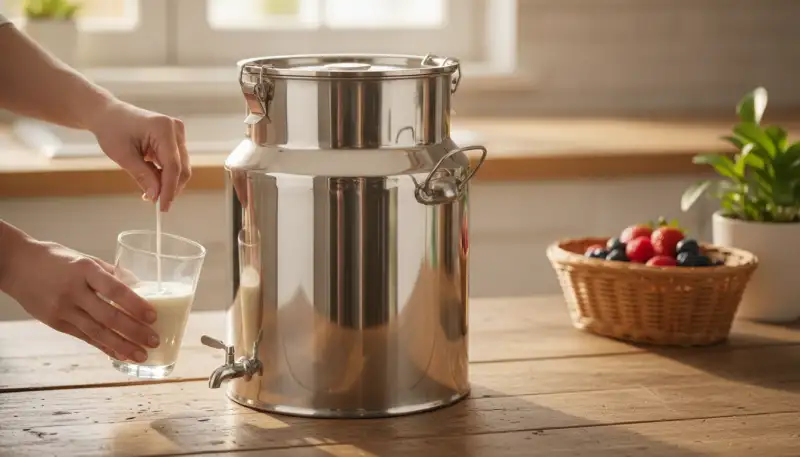 Die Edelstahl-Milchkanne 5 Liter mit Hahn: Frische, Nachhaltigkeit und Vielseitigkeit für Ihr Zuhause